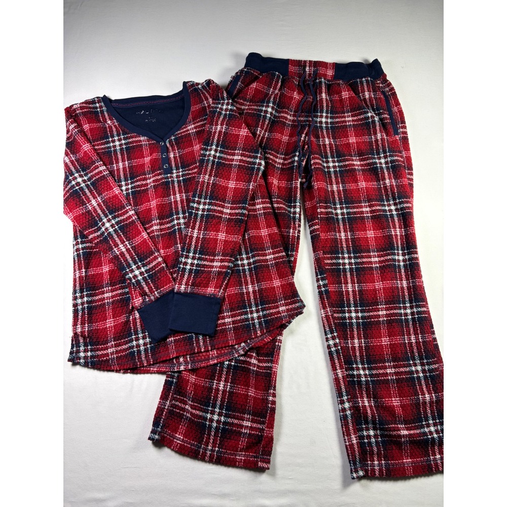 Nautica Pajama Set Plaid Henley Holiday Christmas Cabincore Sleepwear Women M